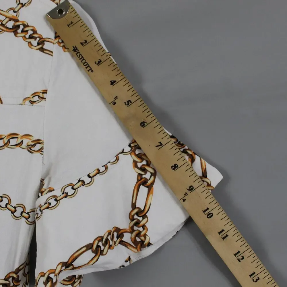 Maeve Dress XS Chain Printed Short Sleeve Maxi White Elegant Party Chic Classic - Picture 11 of 13